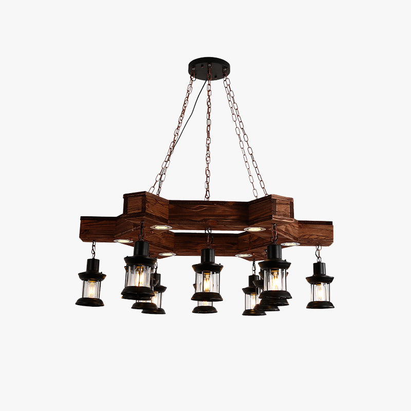 Ambient Glow Walnut Lantern Pendant Light