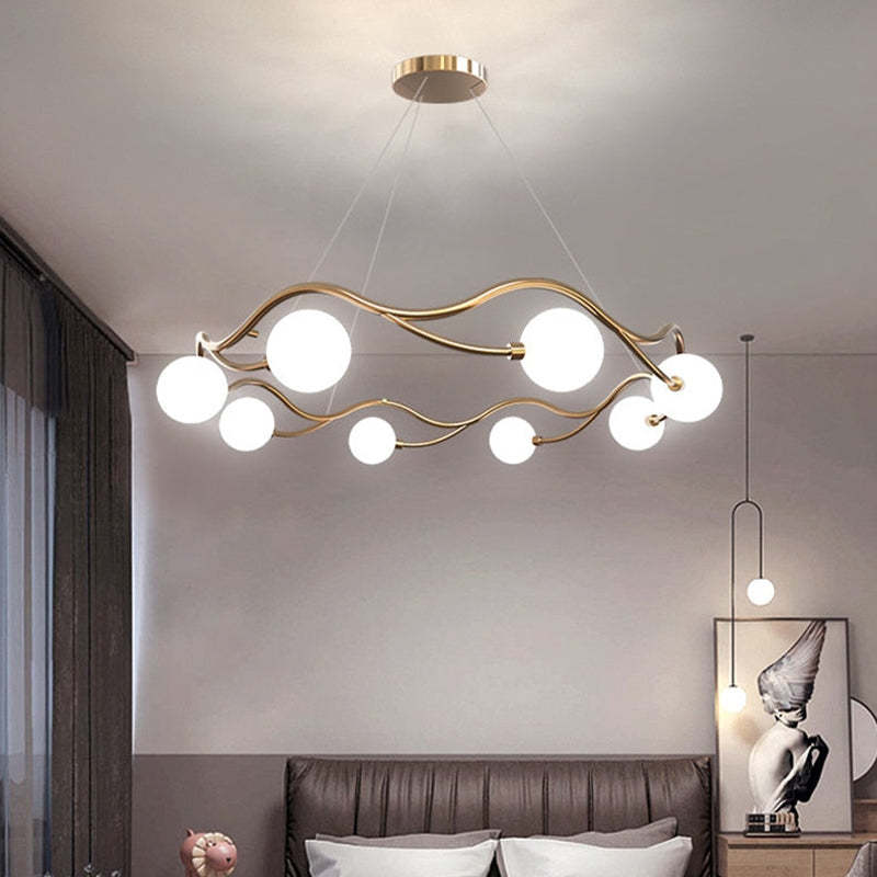 Ambient Glow Wave Pendant Light In White Gold