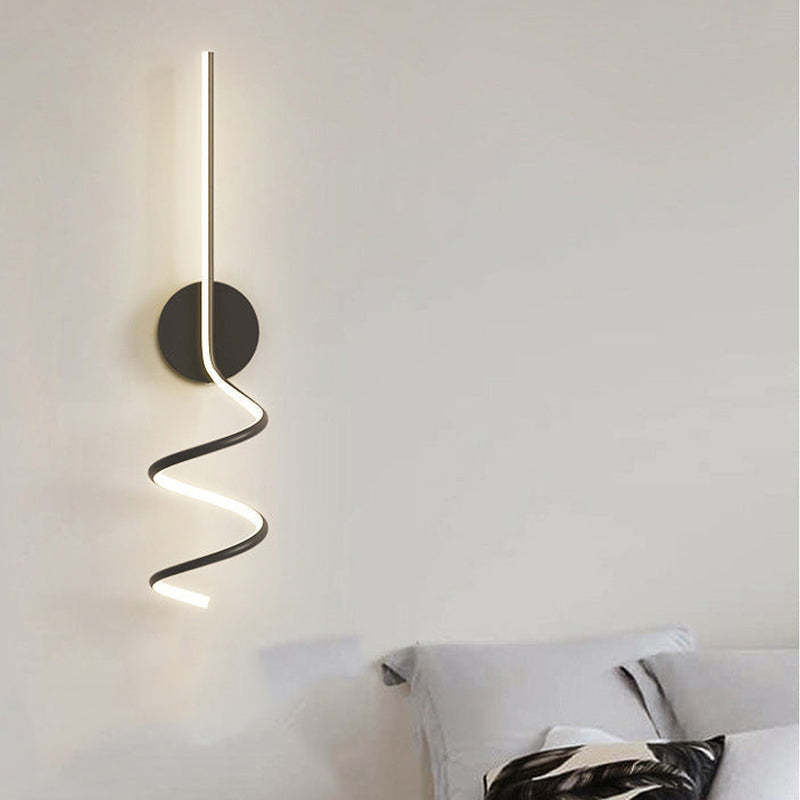 Matte Black And White Spiral LED Art Wall Light