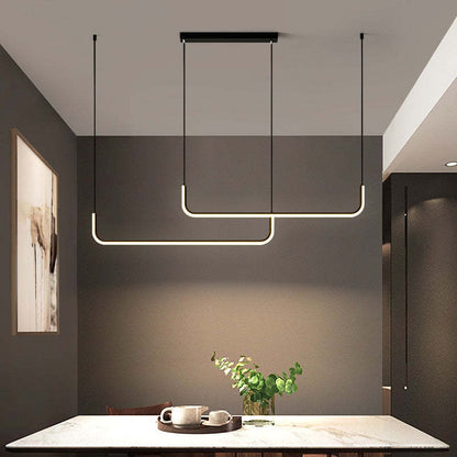 Black Gold Two Tone Finish Modern Linear Pendant Light