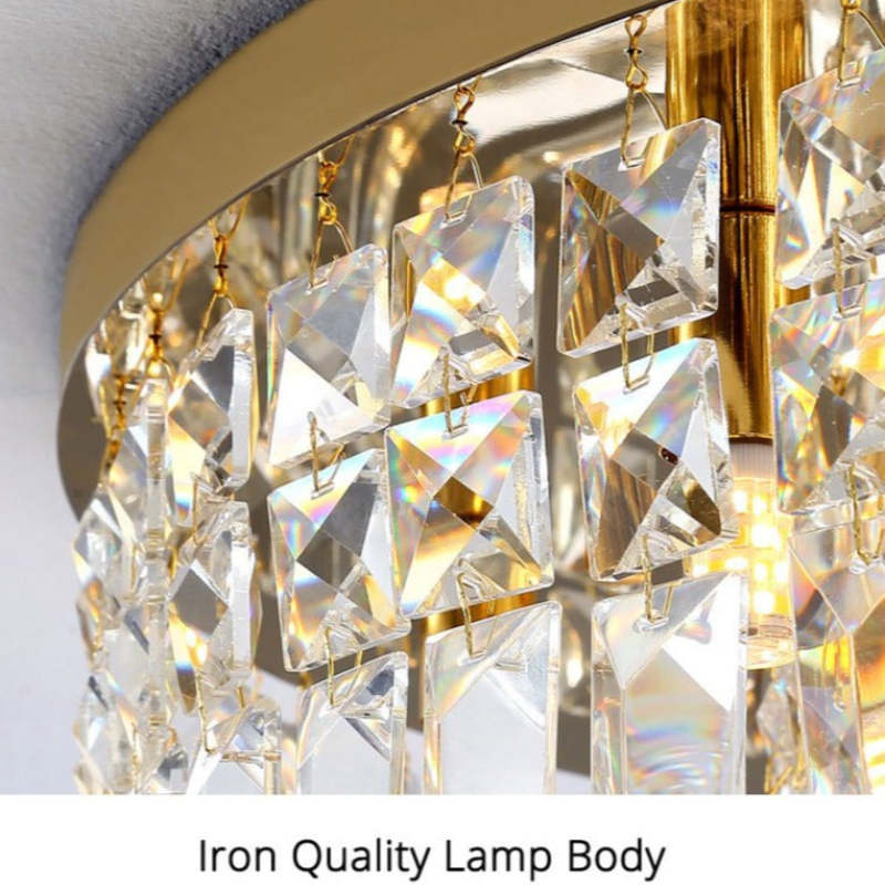 Metal Finish Nova Crystal Ceiling Mount Flush Light