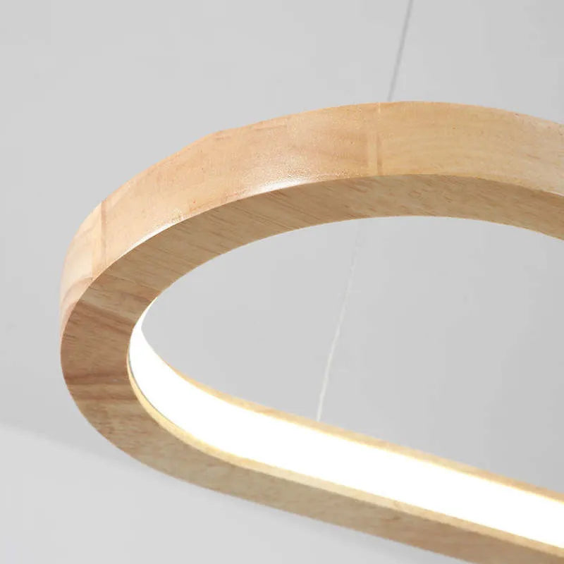 Dimmable Color Temperature Oval Wood Pendant Light