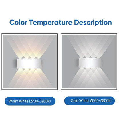 Metal Black And White Waterwave Finish Rectangular Outdoor Wall Light