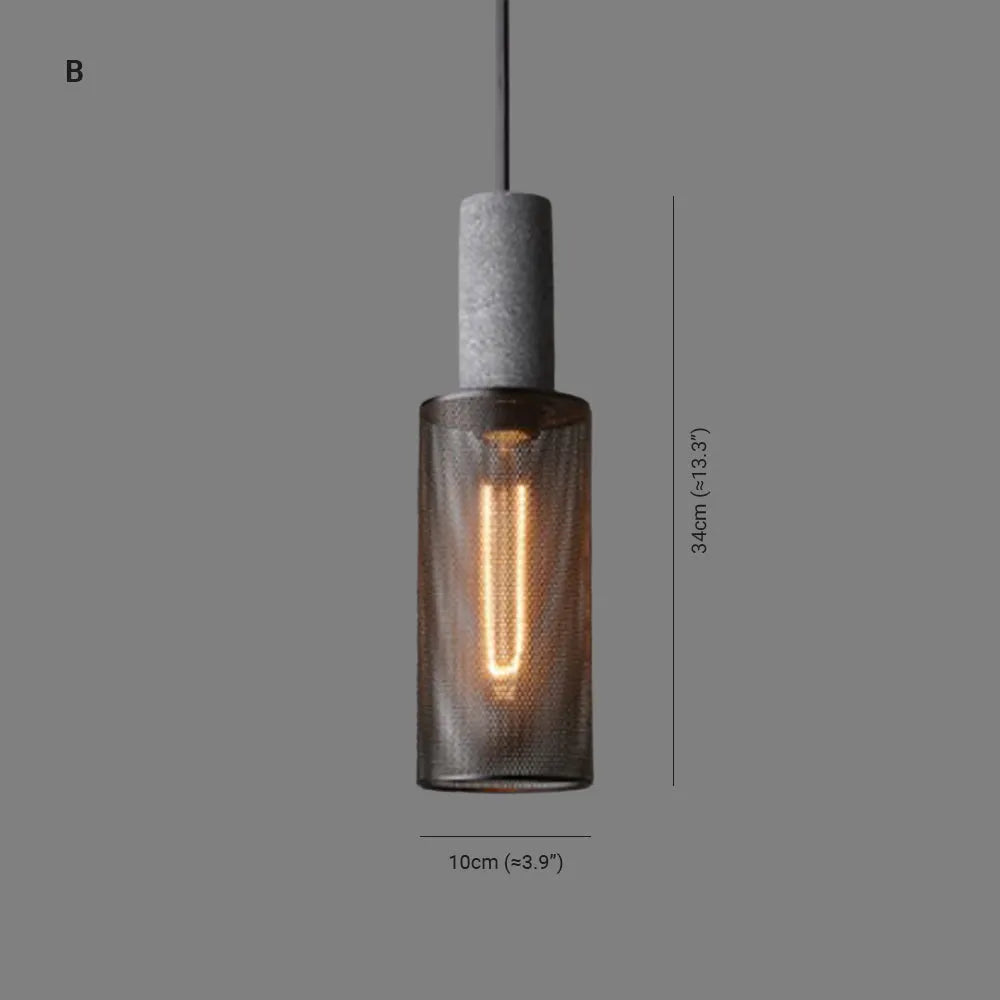 Concrete Top Industrial Cylindrical Pendant Light