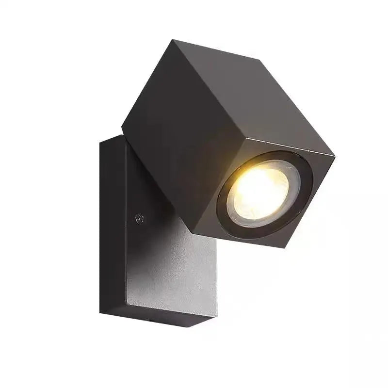 Black Rotating Outdoor Metal Wall Spotlight