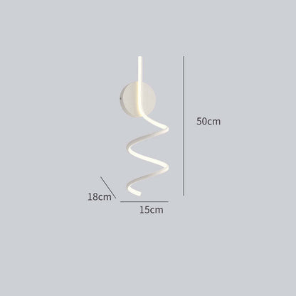 Matte Black And White Spiral LED Art Wall Light
