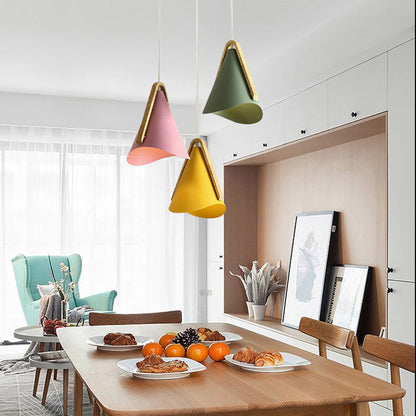 Warm Ambience Cone Metal and Wood Pendant Light