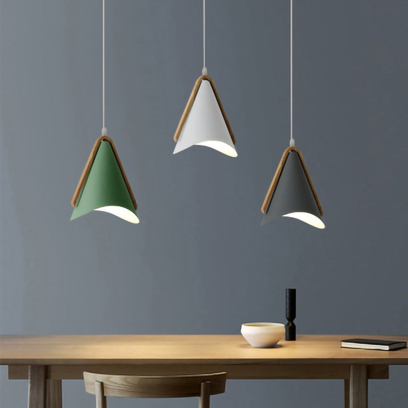 Warm Ambience Cone Metal and Wood Pendant Light