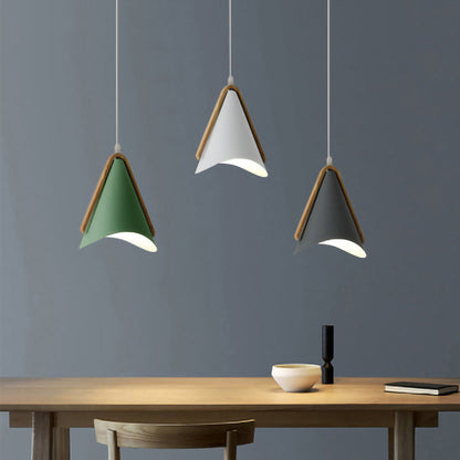 Warm Ambience Cone Metal and Wood Pendant Light