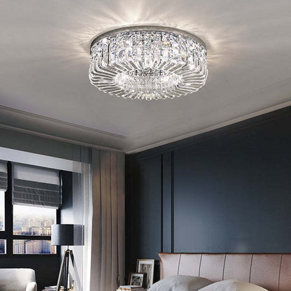 Metal Finish Nova Crystal Ceiling Mount Flush Light