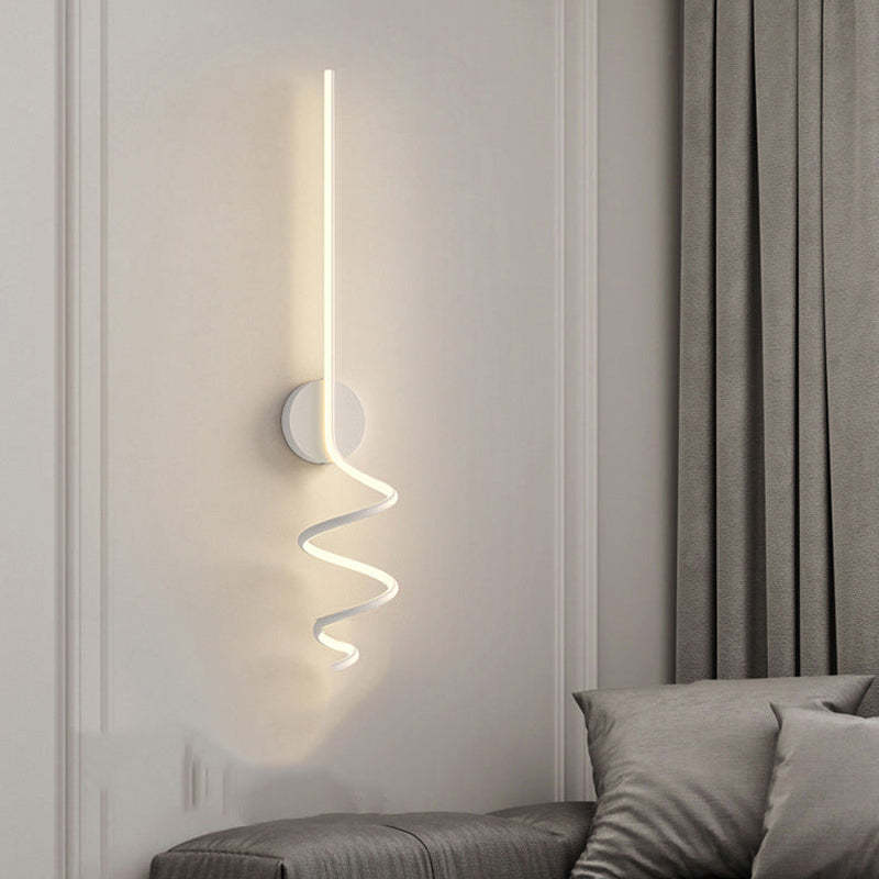 Matte Black And White Spiral LED Art Wall Light