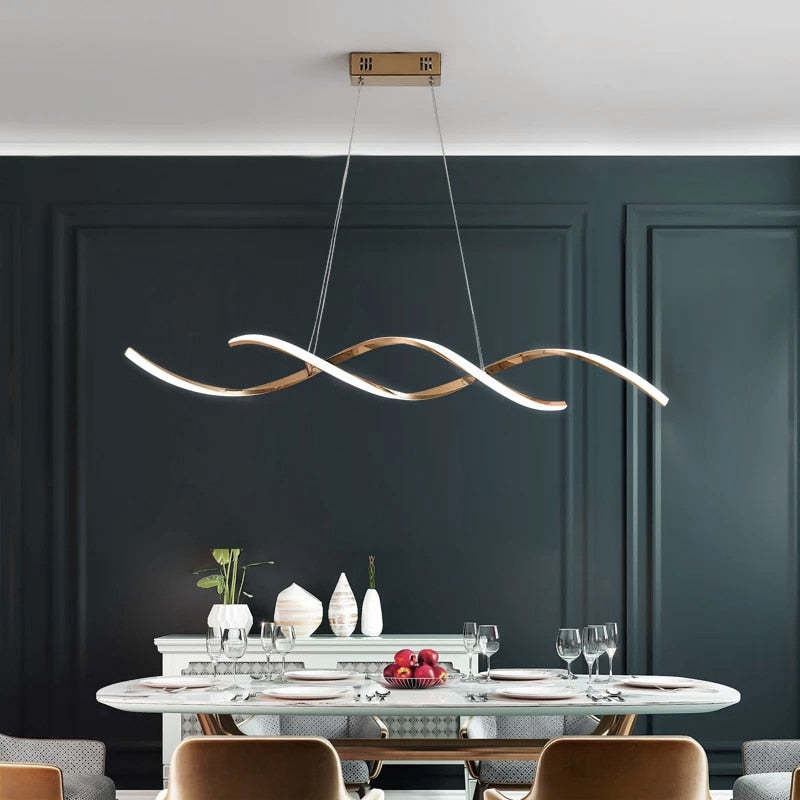 Premium Chrome Gold Finish Arisha Modern Wavy Pendant Light