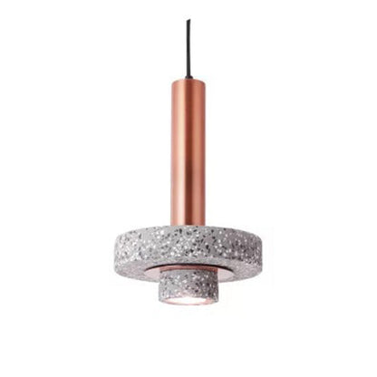 Art Deco Pendant Light With Terrazzo Accents And Colorful LED