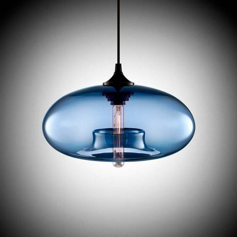 Warm Ambient Glow Bread Shaped Glass Pendant Light