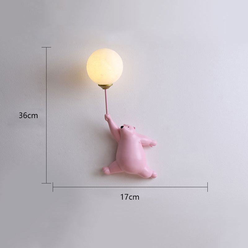 White Pink Or Blue Available Wall Light Balloon Bear Whimsical