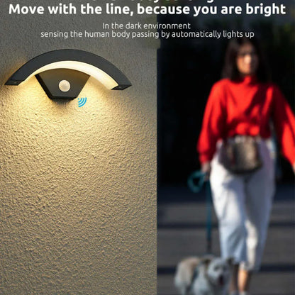 Black Outdoor Wall Light Nordic Weatherproof Arc LED