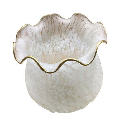 White Bronze Metal and Glass Vintage Flower Wall Lamp