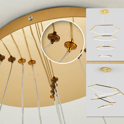 Gold Finish Geometric Metal Pendant Light