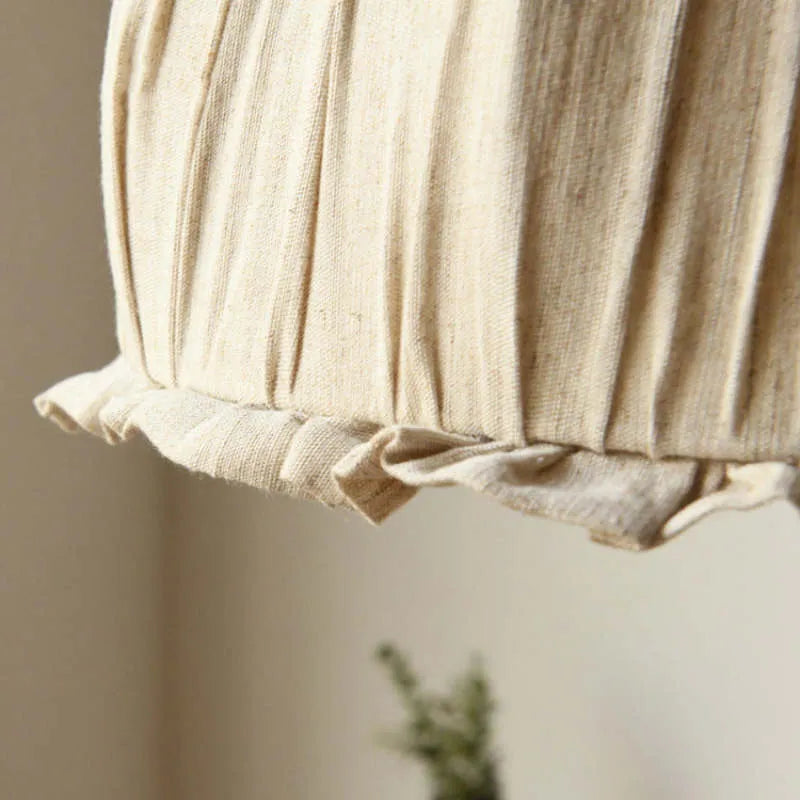 Warm Ambience Pendant Light In Vintage Beige Fabric
