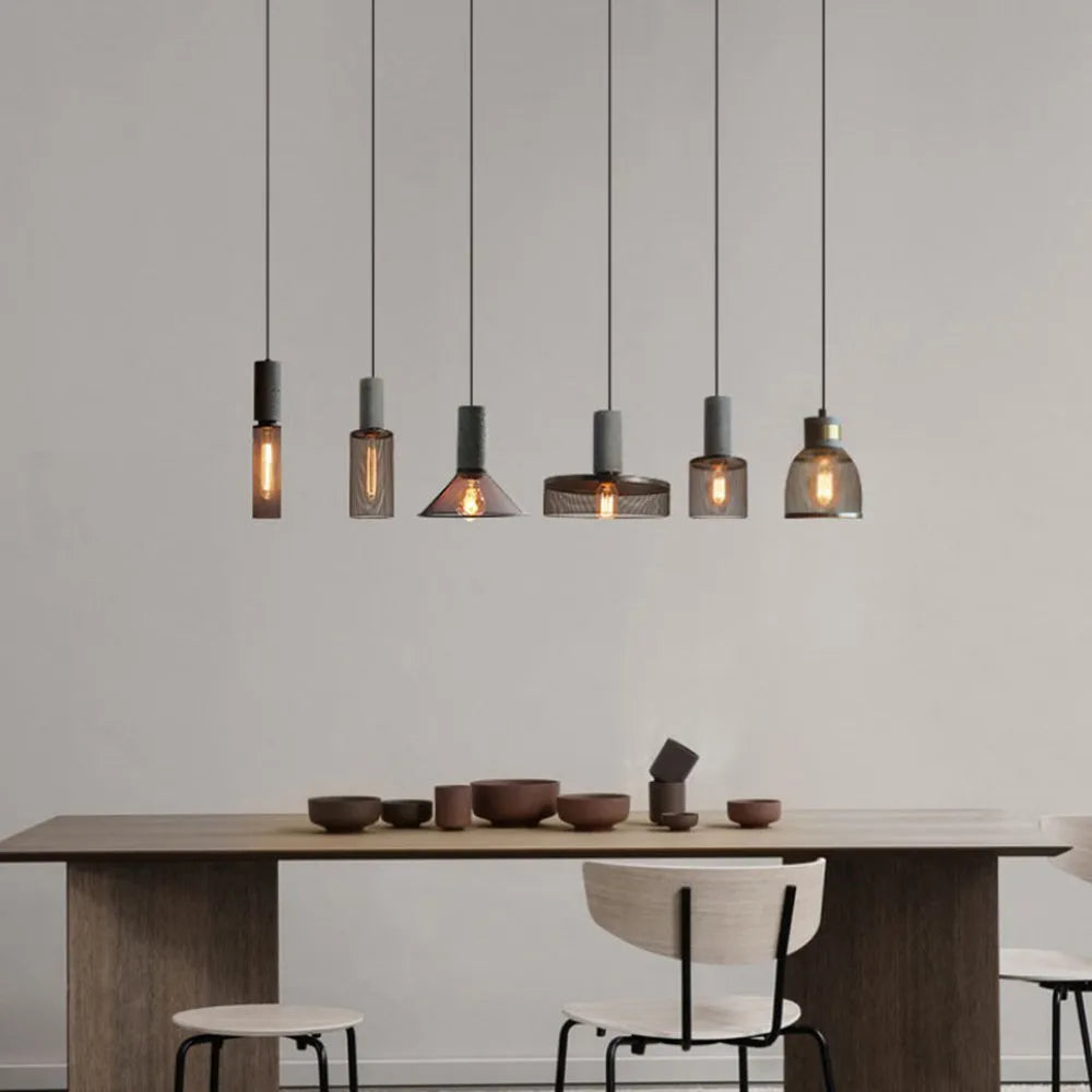 Concrete Top Industrial Cylindrical Pendant Light