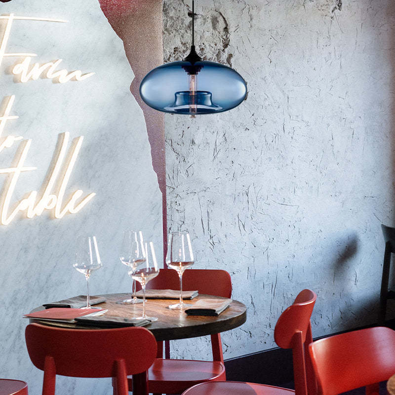 Warm Ambient Glow Bread Shaped Glass Pendant Light