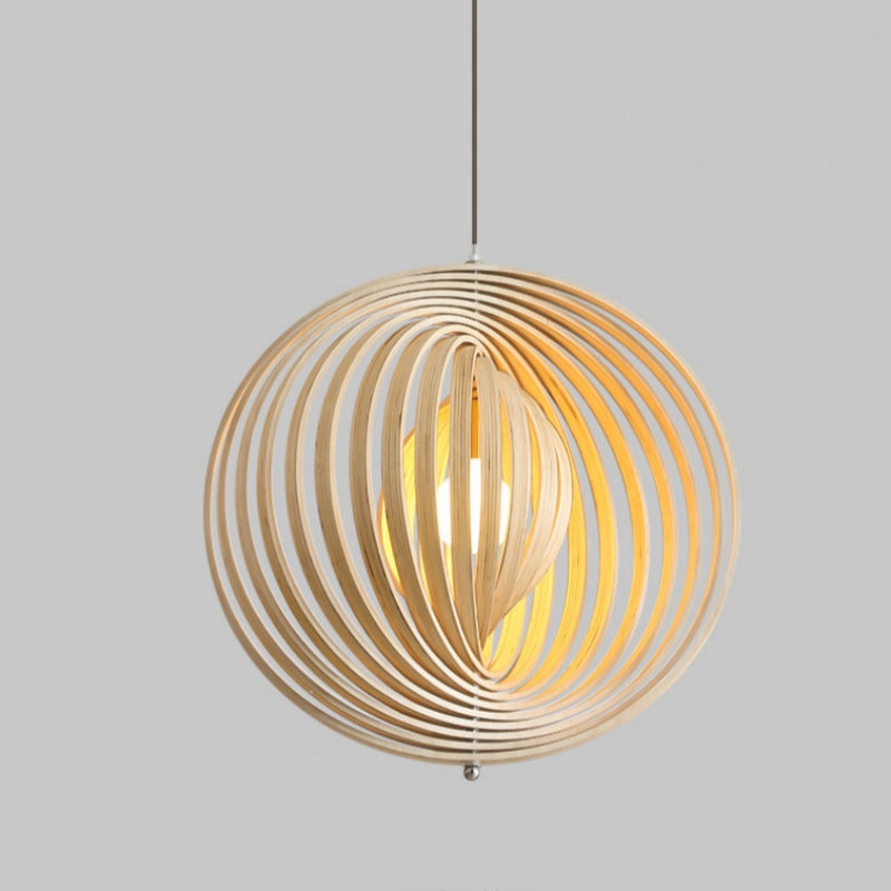 Wood and Metal Finish Japanese LED Pendant Light