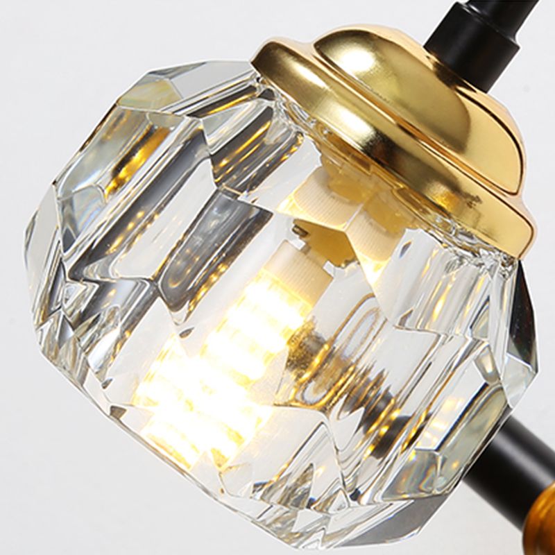 Black Finish Crystal Globe Vanity Bathroom Wall Light