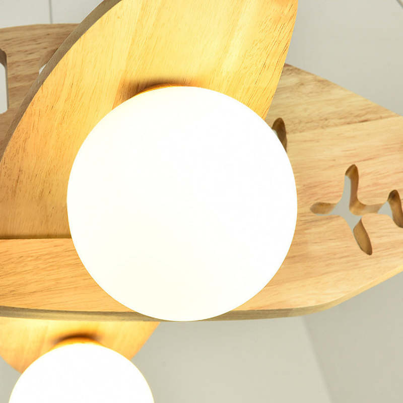 Wood Vintage Pendant Light With Natural Finish Airplane