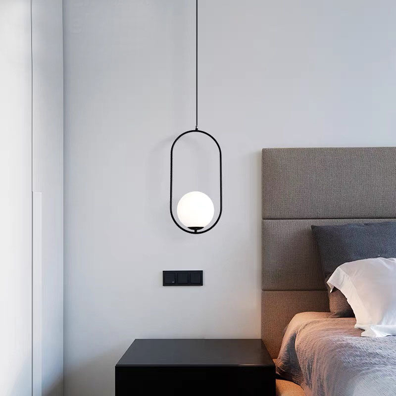 Gold And Black Frame With Oval Globe Pendant Light