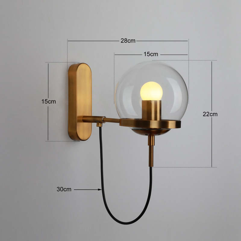 Black Bronze Rustic Heritage Glass Globe Wall Lamp