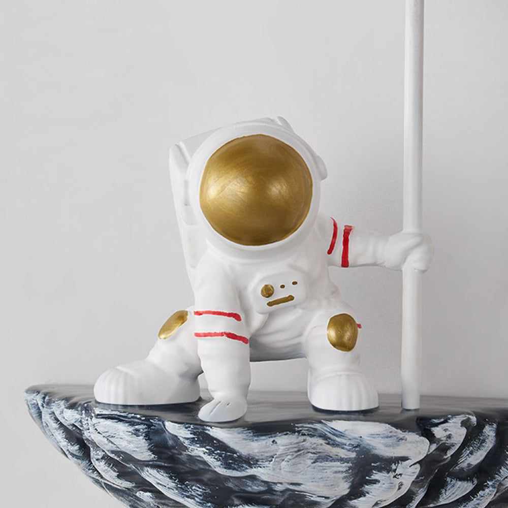 White And Blue Astronaut Glass Wall Light