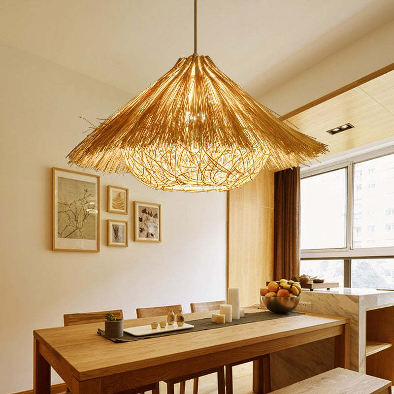 Ambient Living Spaces Rattan Handwoven Pendant Light