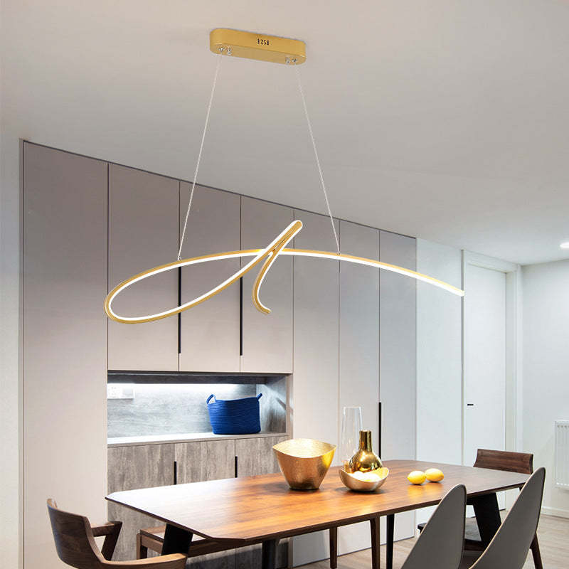 Durable Black Gold Metal Curved Irregular Pendant Light