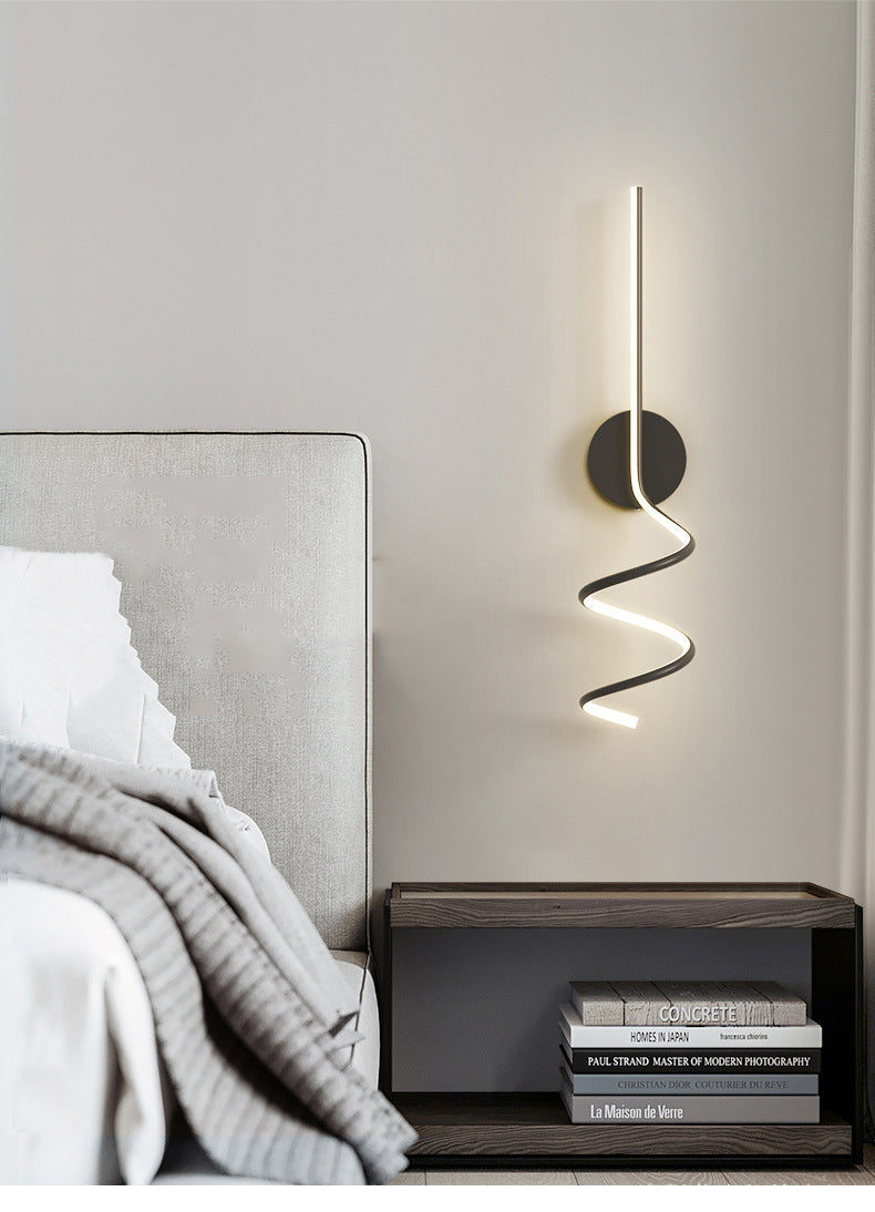 Matte Black And White Spiral LED Art Wall Light