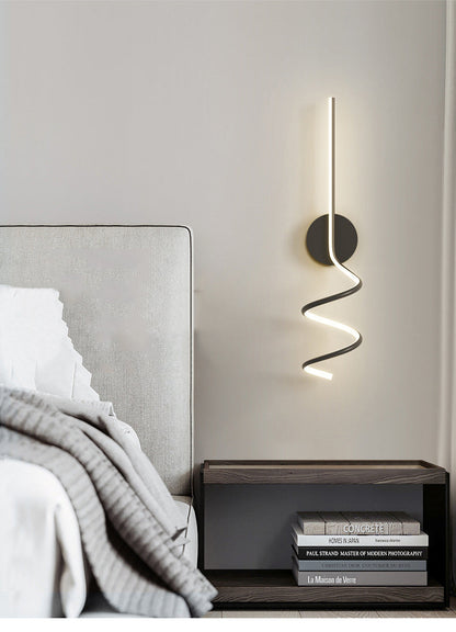 Matte Black And White Spiral LED Art Wall Light
