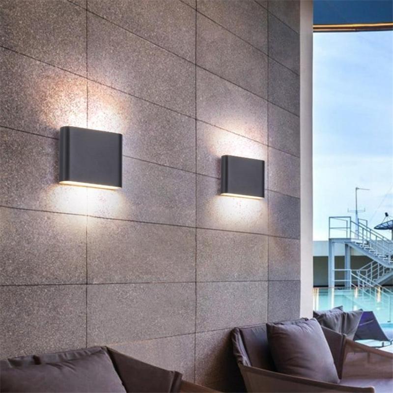 Black And White Waterproof Outdoor Modern Rectangular Wall Light