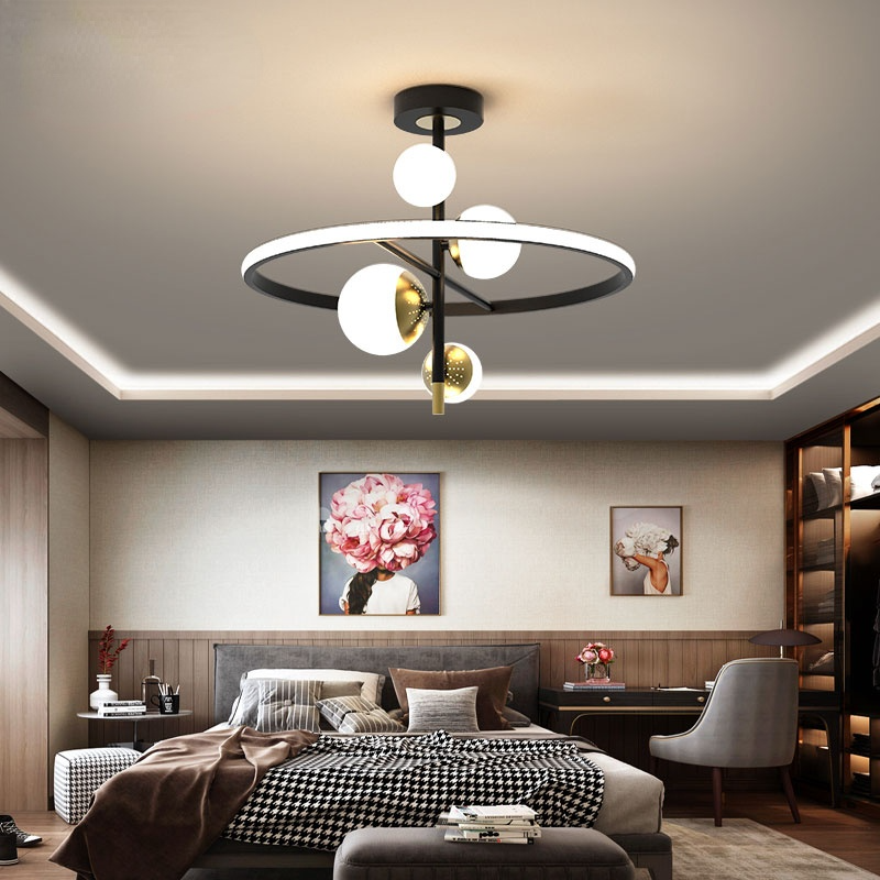 Two Styles Gold And Black Aurora Luxe Semi Flush Ceiling Light