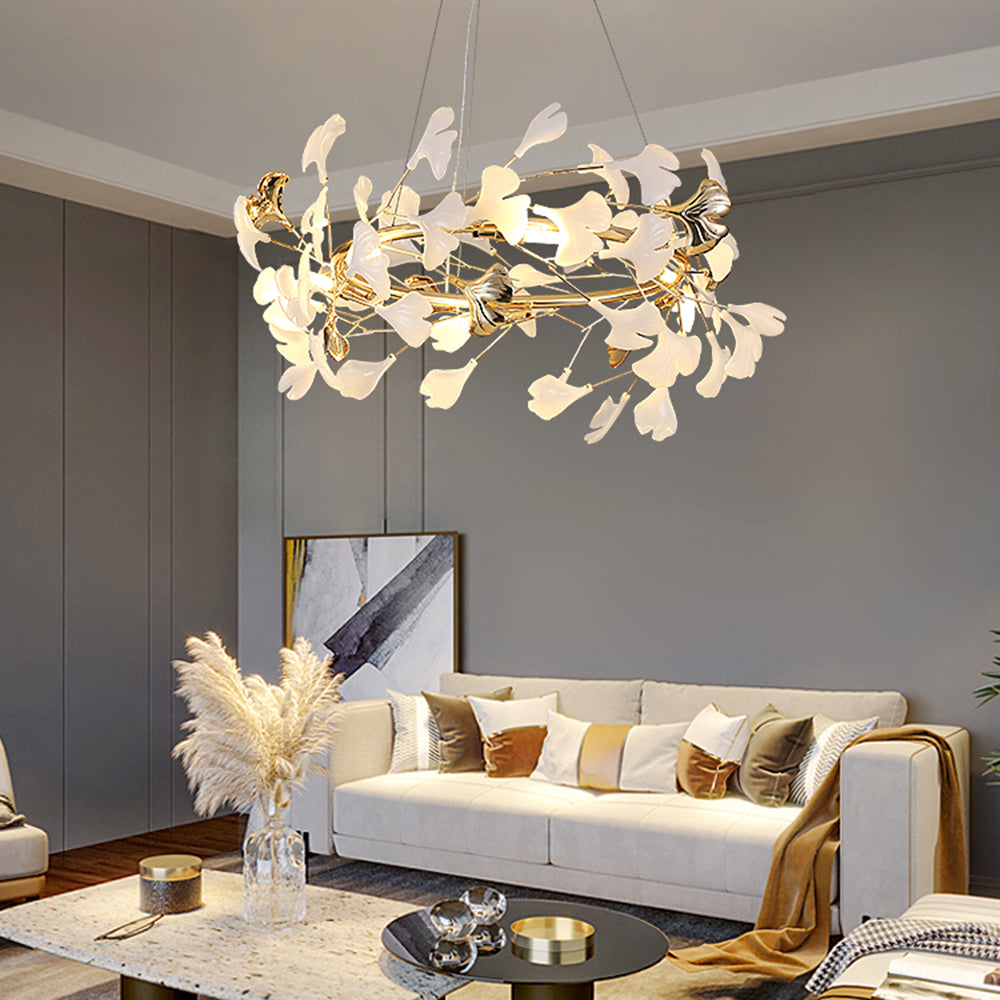 Pendant Light With Warm Illumination Ginkgo Leaf
