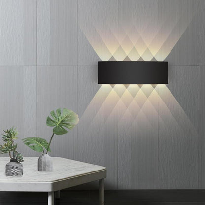 Metal Black And White Waterwave Finish Rectangular Outdoor Wall Light