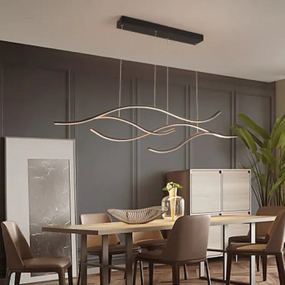 In Black Gold Dimmable Multi-Curved Pendant Light