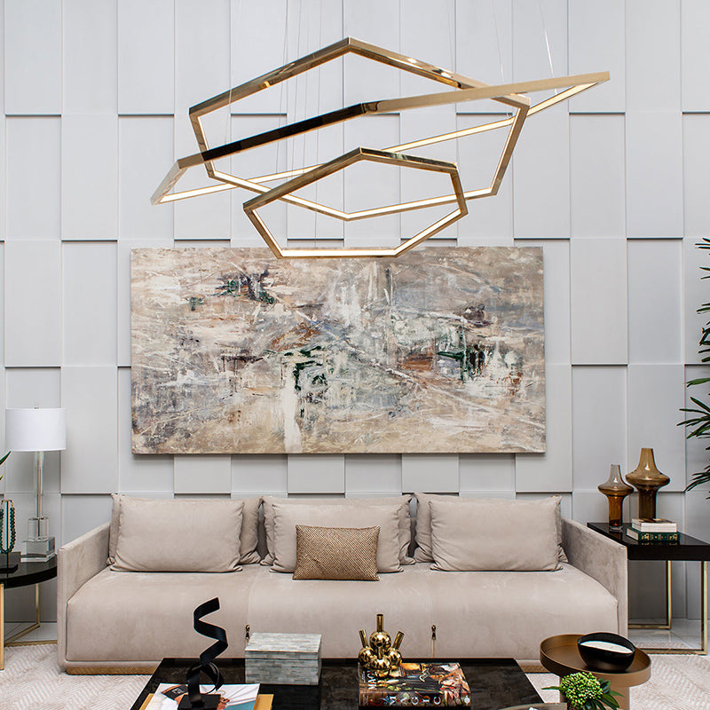 Gold Finish Geometric Metal Pendant Light