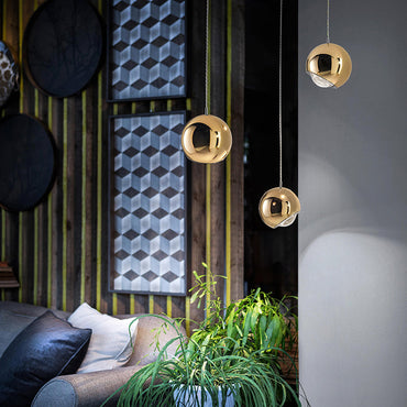 Modern Interiors Warm Glow Pendant Light With Premium Golden Metal Ball