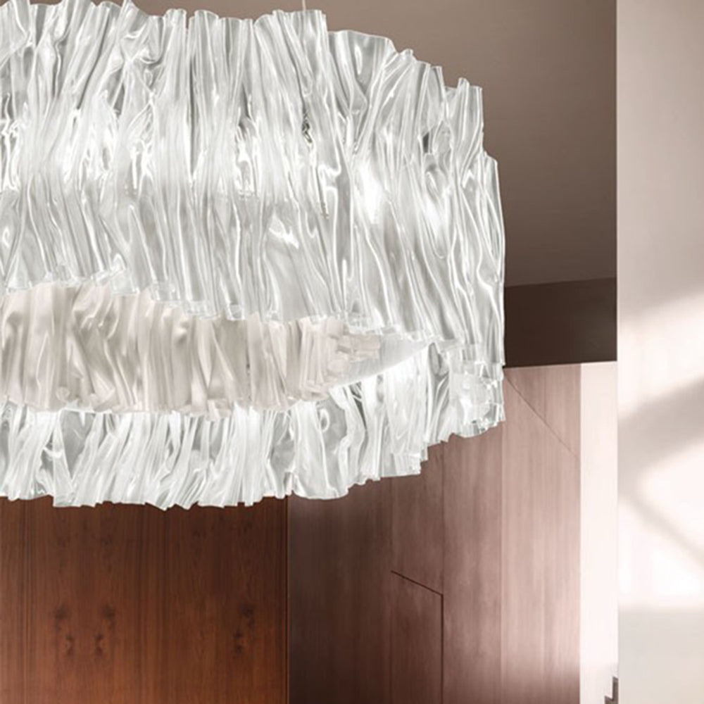 Stainless Steel Elegant Pleated Circle Pendant Light
