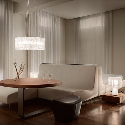 Stainless Steel Elegant Pleated Circle Pendant Light