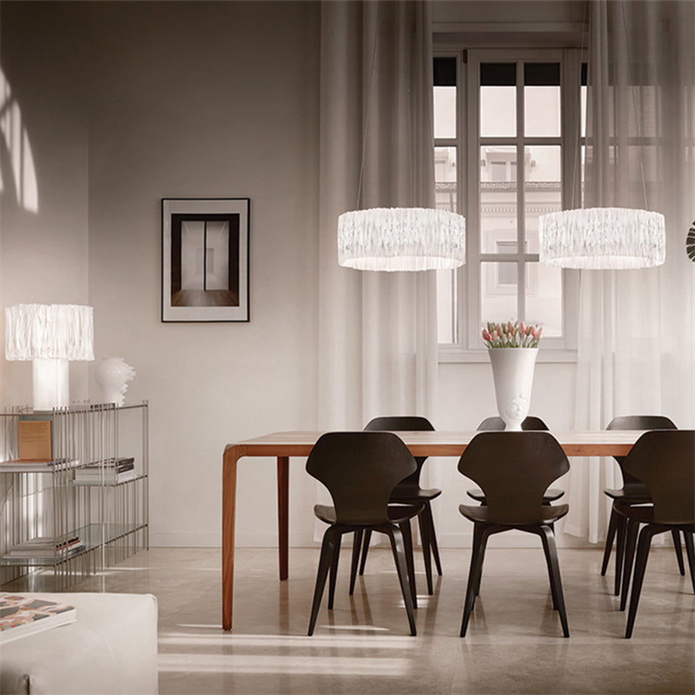 Stainless Steel Elegant Pleated Circle Pendant Light