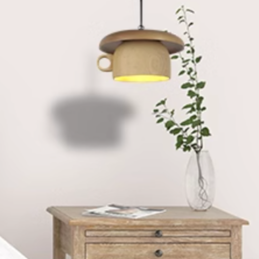 Pendant Light For Cozy Bedroom Ambience Vintage Wood Cup