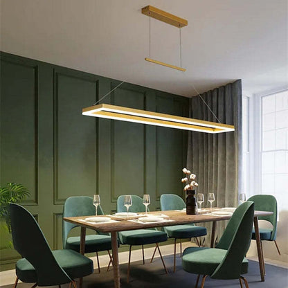 Ambient Glow Rectangular Gold Coffee Pendant Light
