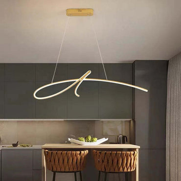 Durable Black Gold Metal Curved Irregular Pendant Light