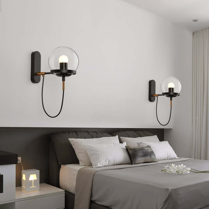 Black Bronze Rustic Heritage Glass Globe Wall Lamp
