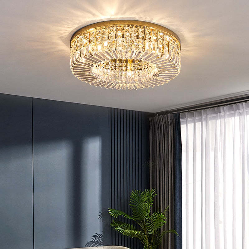 Metal Finish Nova Crystal Ceiling Mount Flush Light